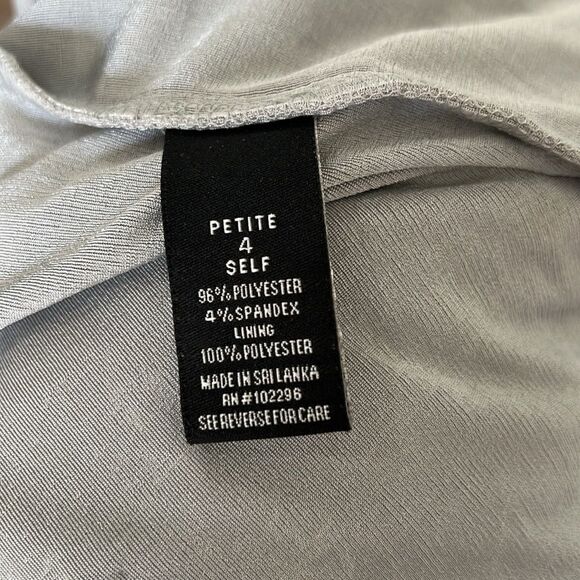 Dressbarn Size Petite 4 Sparkling Silver Metallic Sleeveless Ruched Mini Dress - Picture 11 of 13